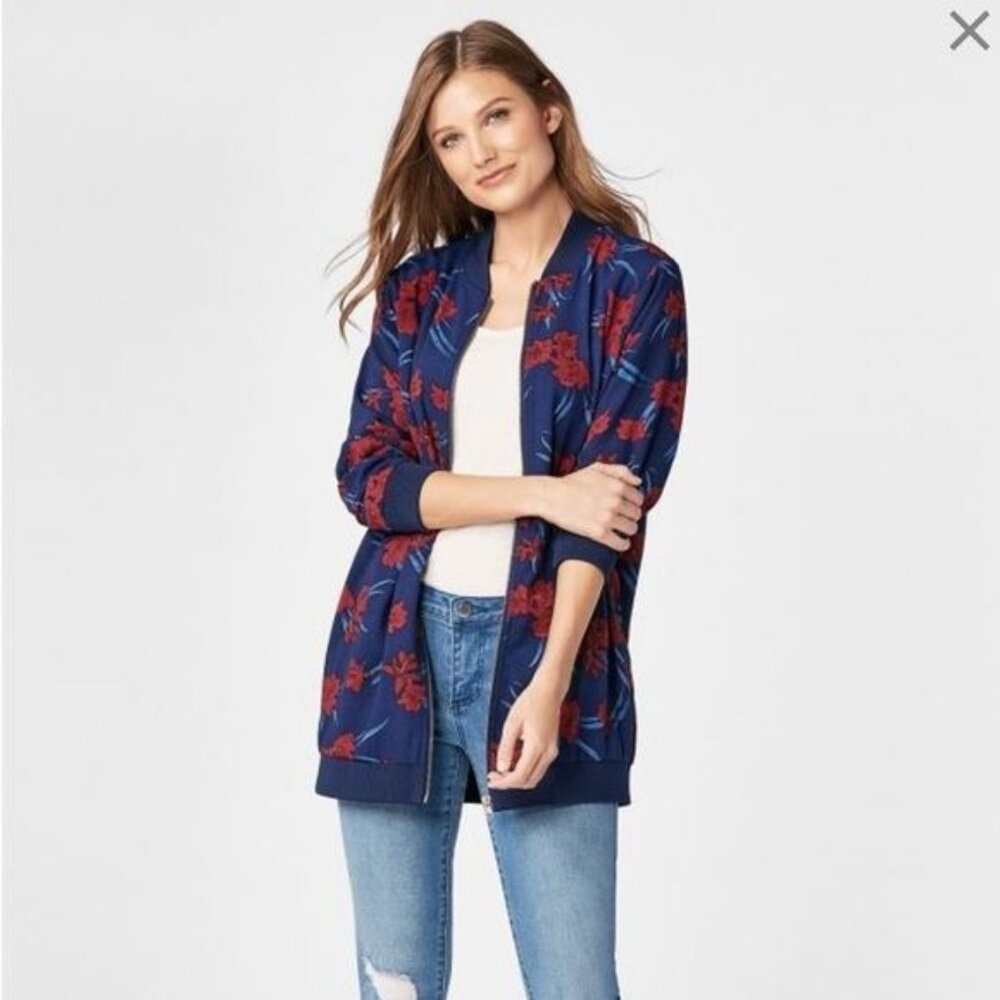 Justfab Floral zip up jacket size XS